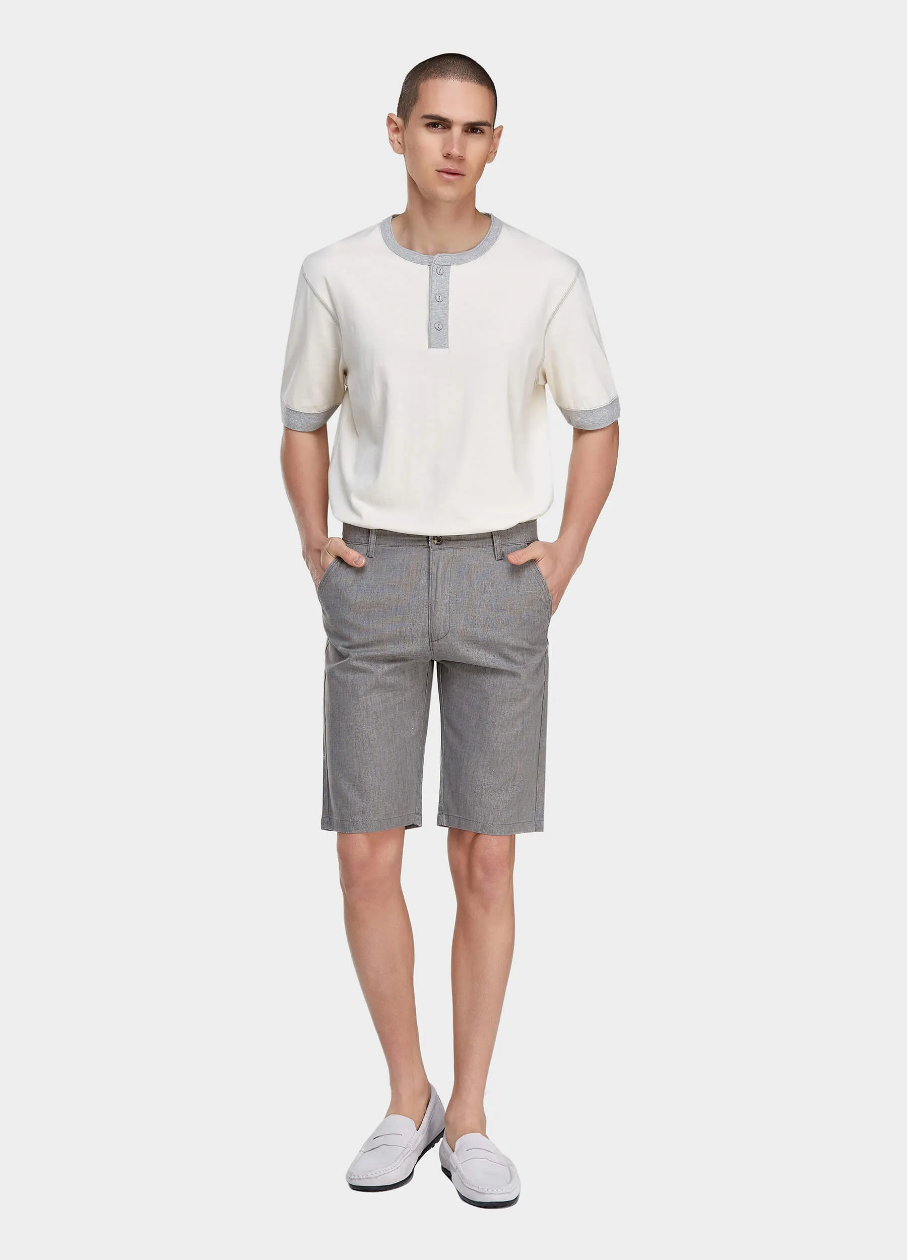 1PA1 Men's  Cotton and Linen Shorts Slim Fit(Clearance)