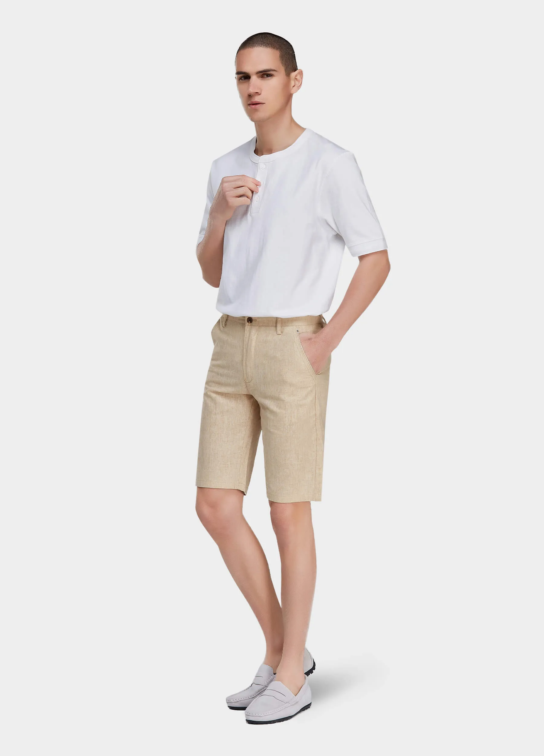 1PA1 Men's  Cotton and Linen Shorts Slim Fit(Clearance)