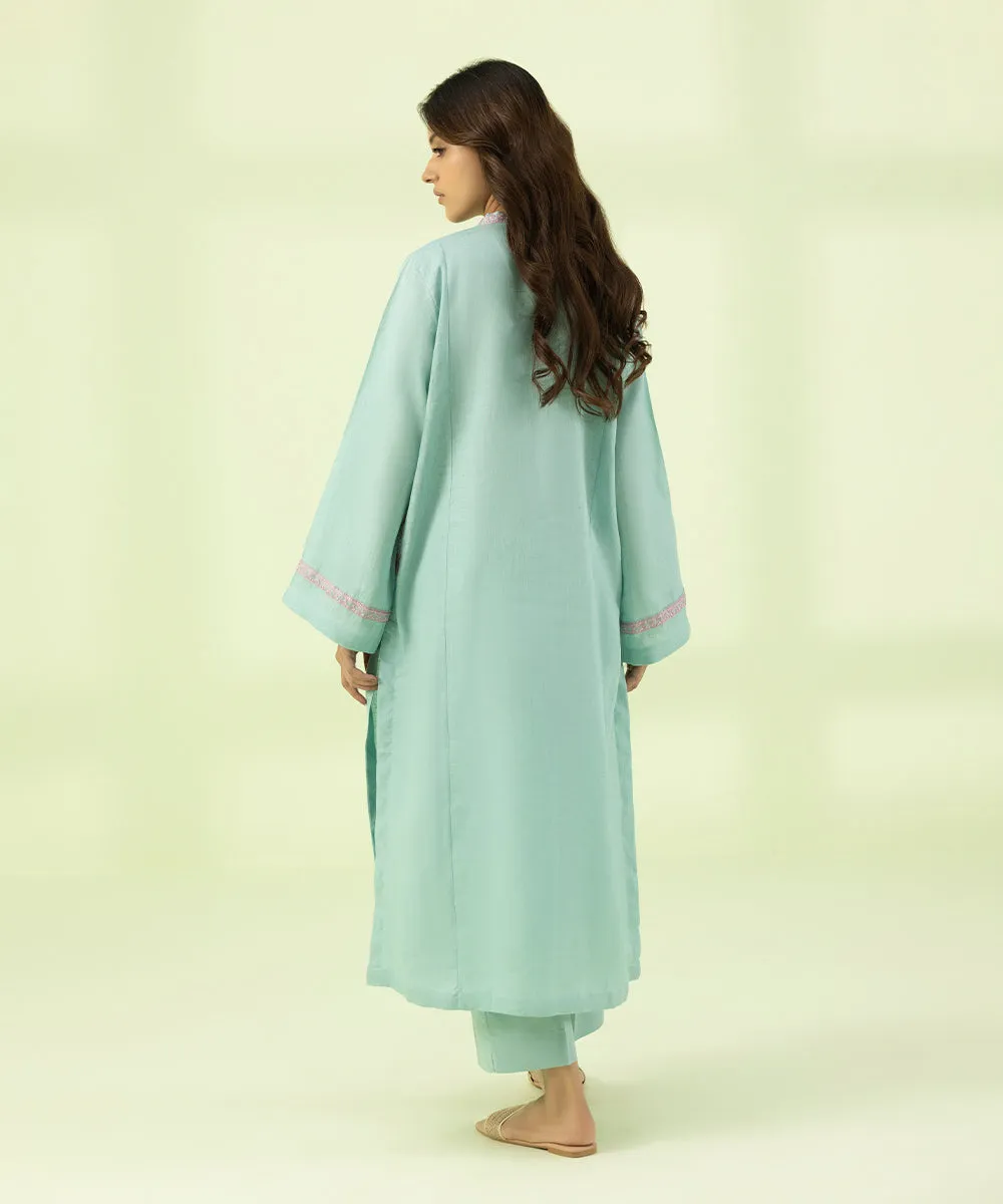 2 Piece - Embroidered Linen Suit