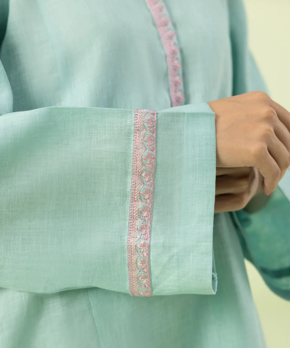 2 Piece - Embroidered Linen Suit