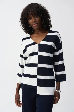 251914 Stripe Rayon V-Neck Sweater