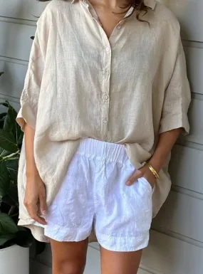 abbey short - white linen