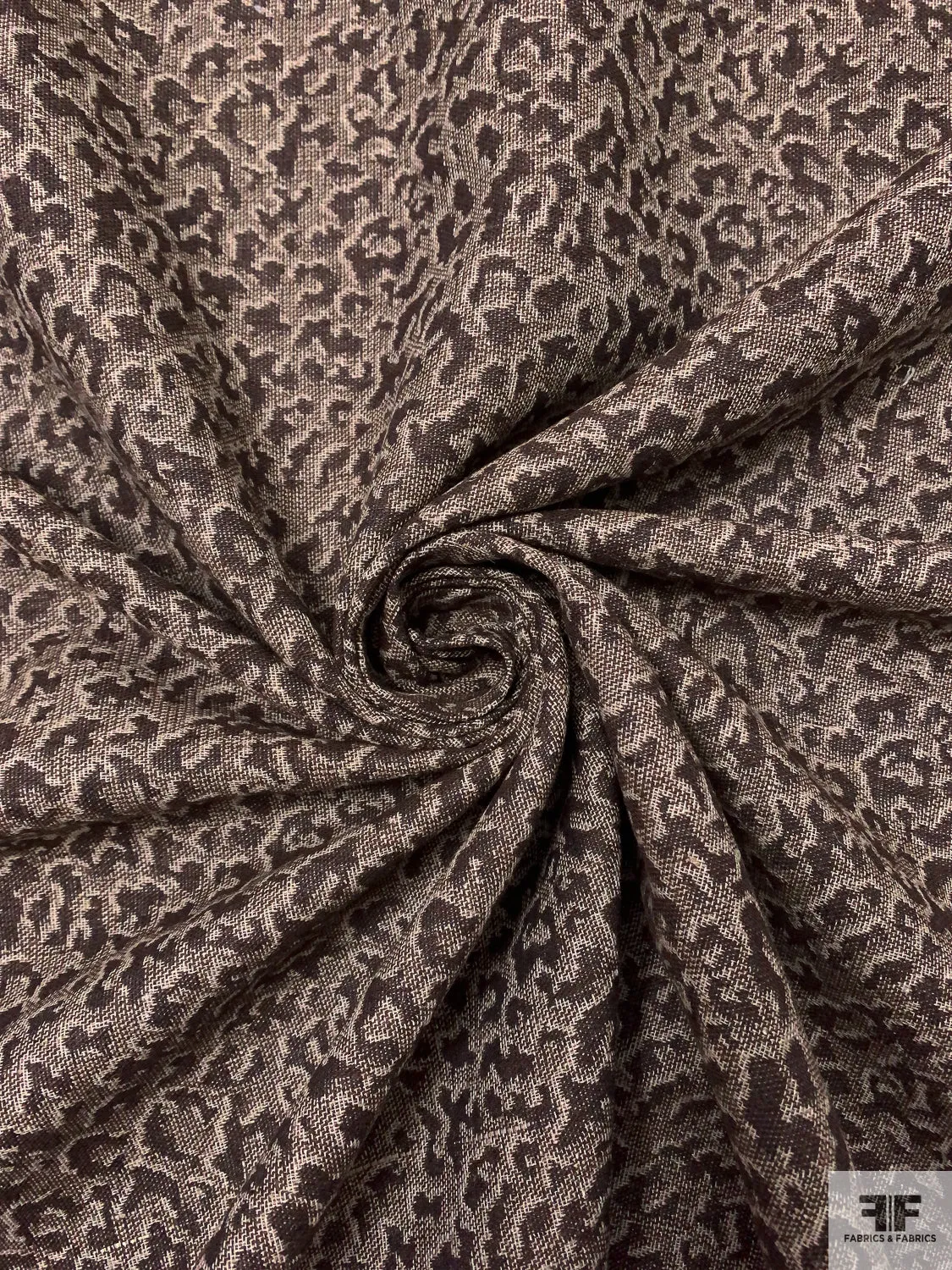 Animal Pattern Yarn-Dyed Linen-Weave Cotton - Brown / Light Beige