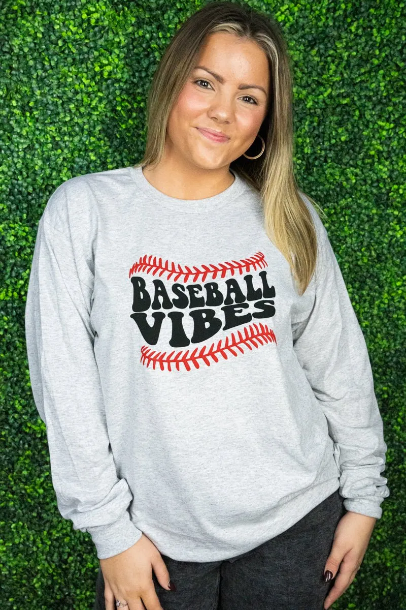 Baseball Vibes Puff Vinyl Unisex Dri-Power Long-Sleeve 50/50 Tee