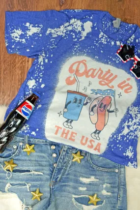 Bleached Party In the USA Poly/Cotton Tee