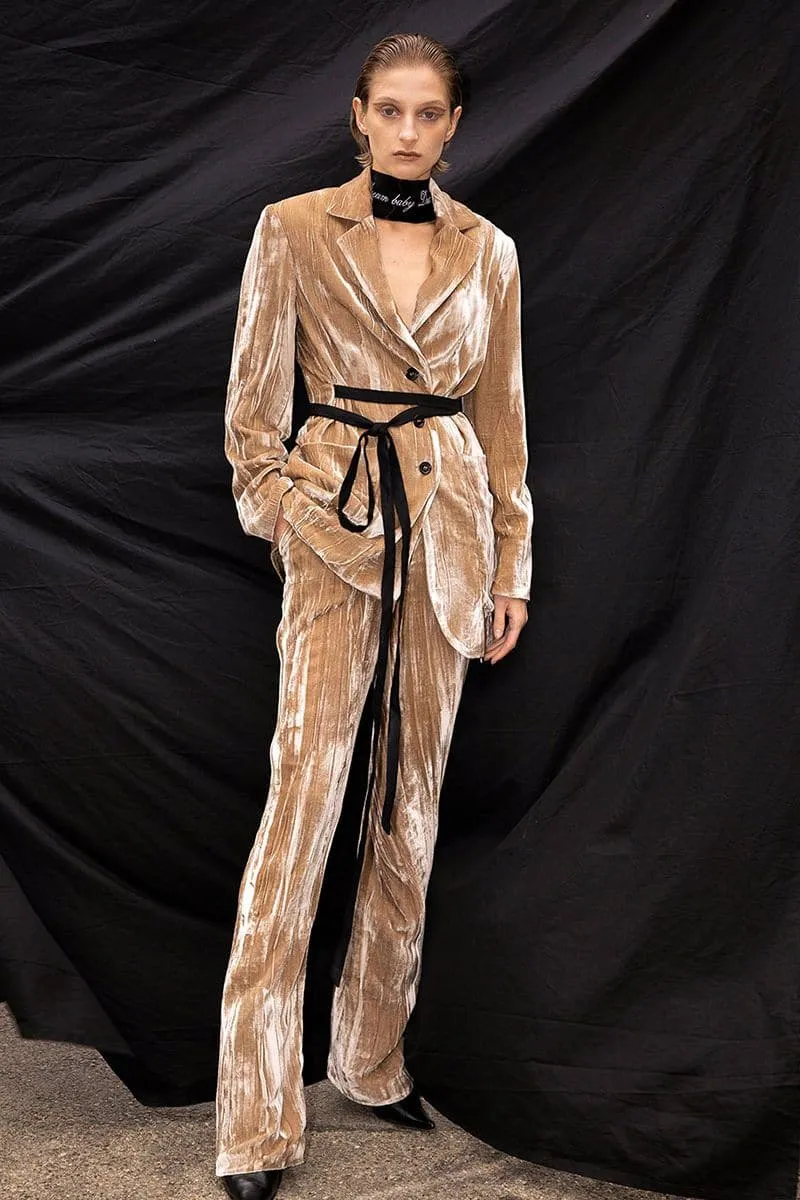 CARAMEL TAILORED SILK VELVET JACKET