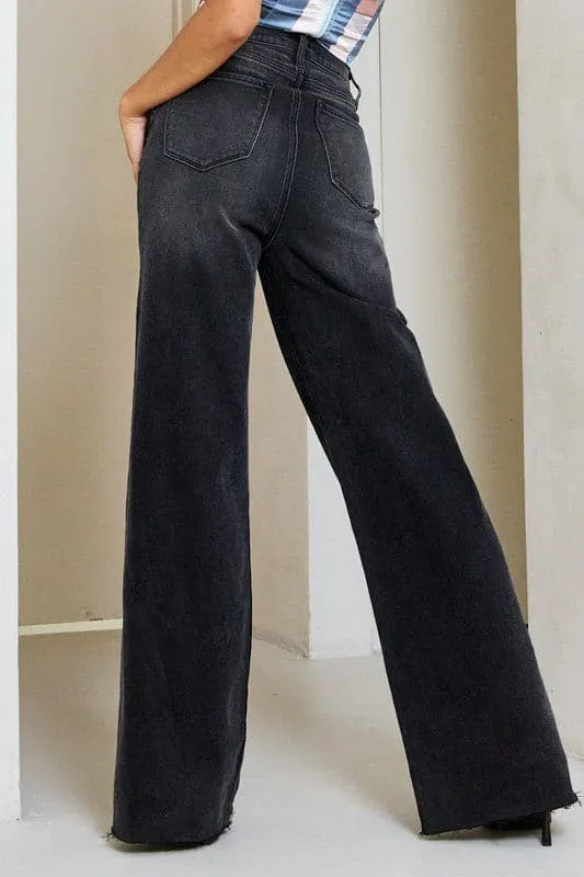 Chic High Waisted Black Baggy Jeans