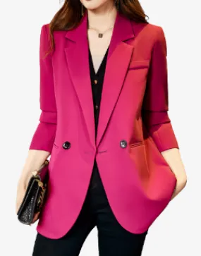 Classic Casual Women's Blazer - Office Wear Stylish Jackets Straight Fit Blazers Black, Pink, Coffee
