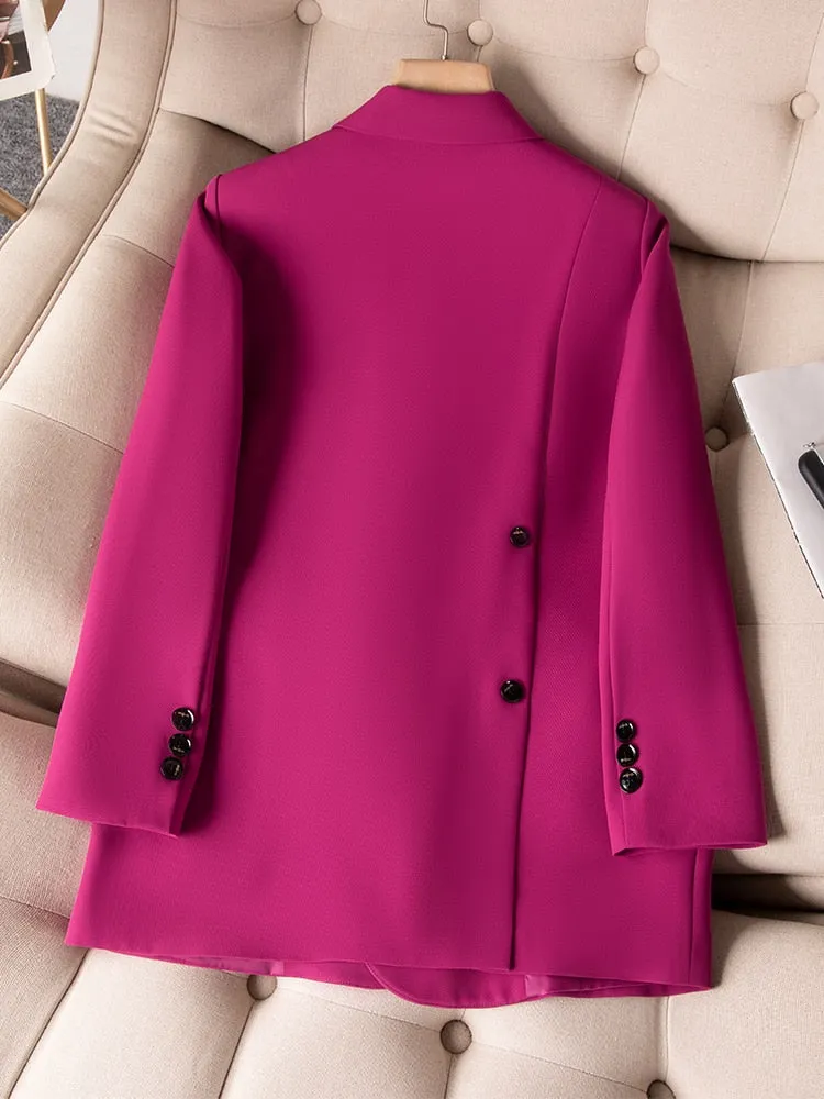 Classic Casual Women's Blazer - Office Wear Stylish Jackets Straight Fit Blazers Black, Pink, Coffee