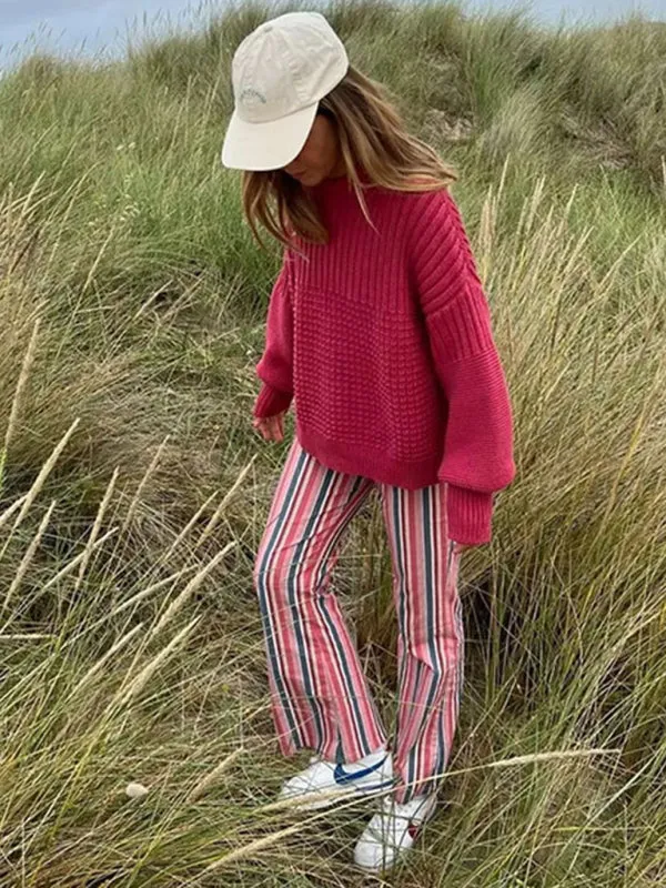 Comfy Knitwear Duo: Lounge Sweater and Laid-Back Shorts