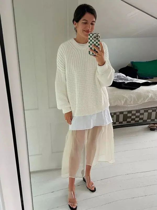 Comfy Knitwear Duo: Lounge Sweater and Laid-Back Shorts
