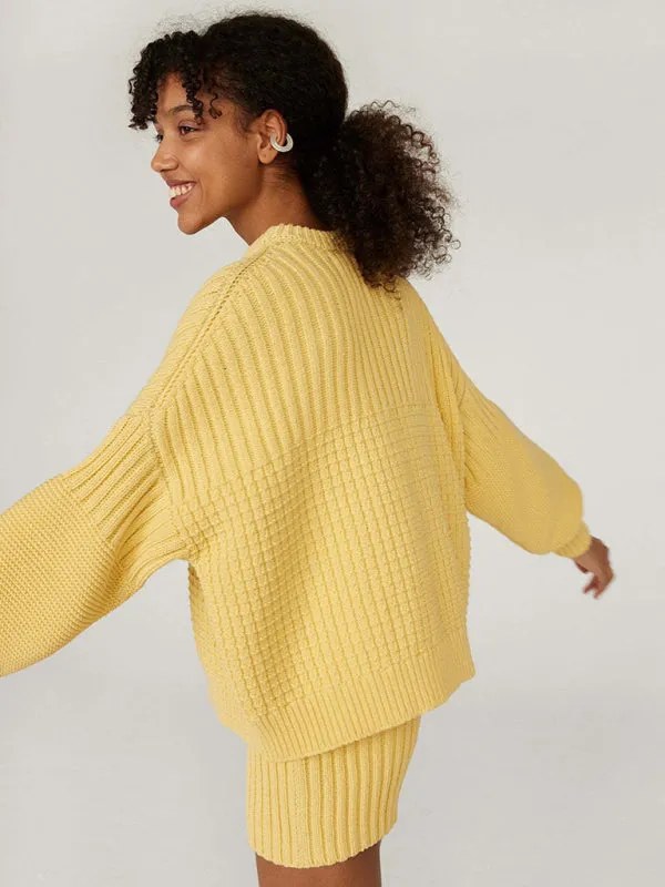 Comfy Knitwear Duo: Lounge Sweater and Laid-Back Shorts