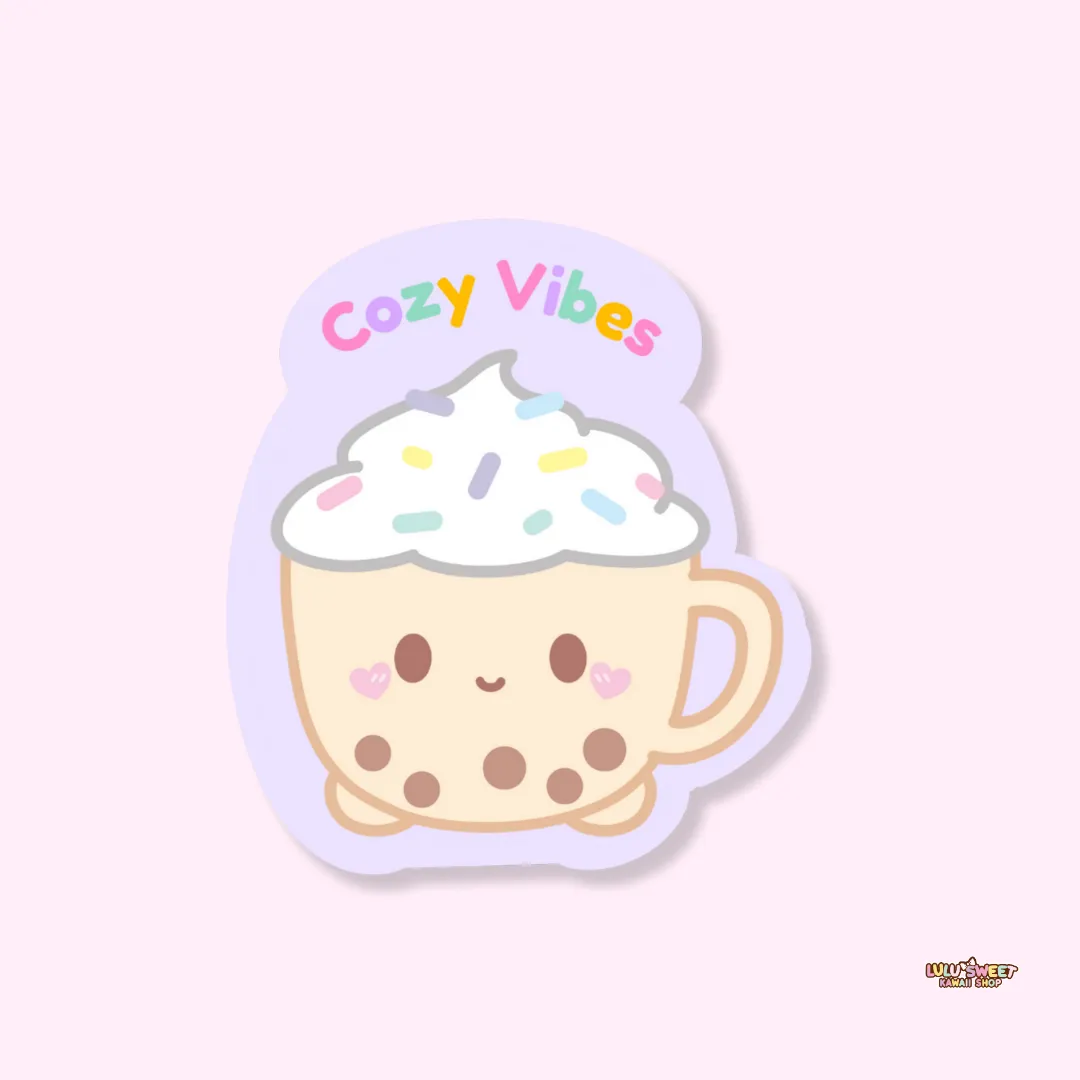 Cozy Vibes Latte Kawaii Sticker