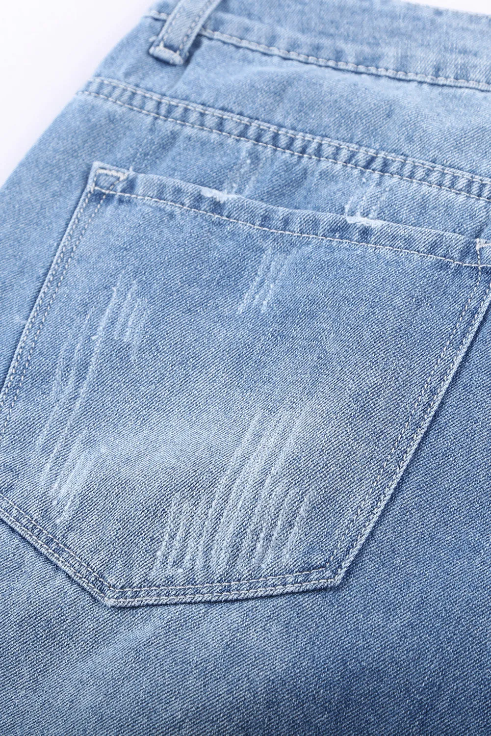 Distressed Ripped Rolled Hem Black Denim Shorts
