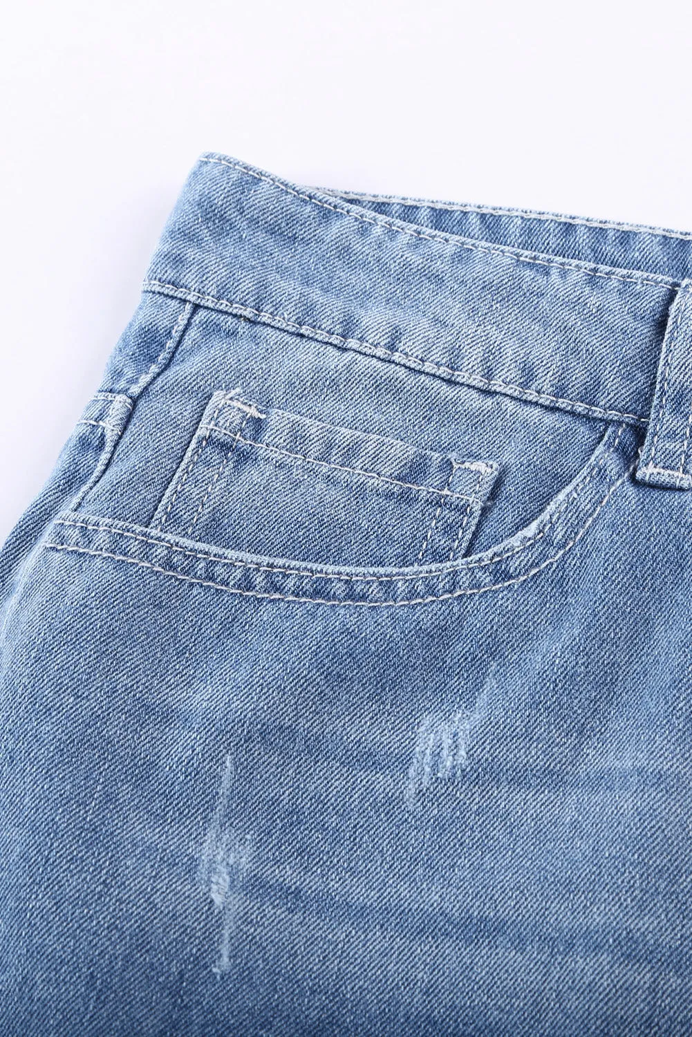 Distressed Ripped Rolled Hem Black Denim Shorts