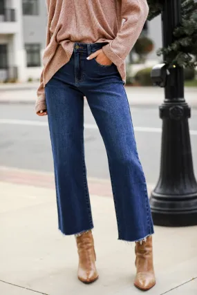 FINAL SALE - Chic Girl Dark Wash Wide Leg Jeans