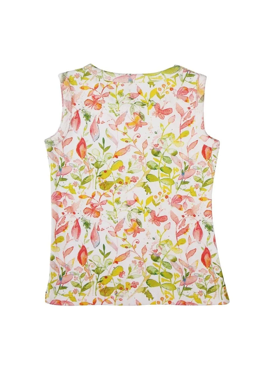 Floral Fun Sleeveless Soft Jersey Tank Top