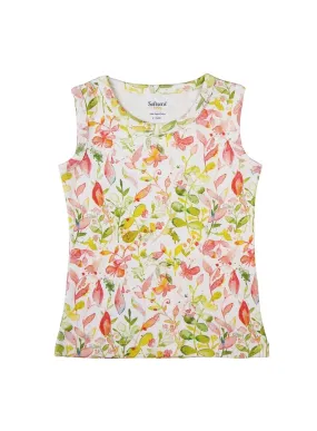 Floral Fun Sleeveless Soft Jersey Tank Top