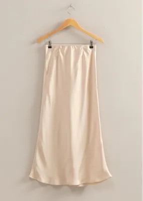 Gentle Breeze Satin Midi Skirt - Alpaca Cream