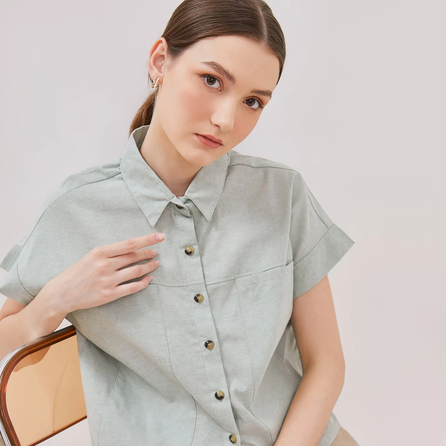 GRAPHIS Buttoned Long Pocket Shirt