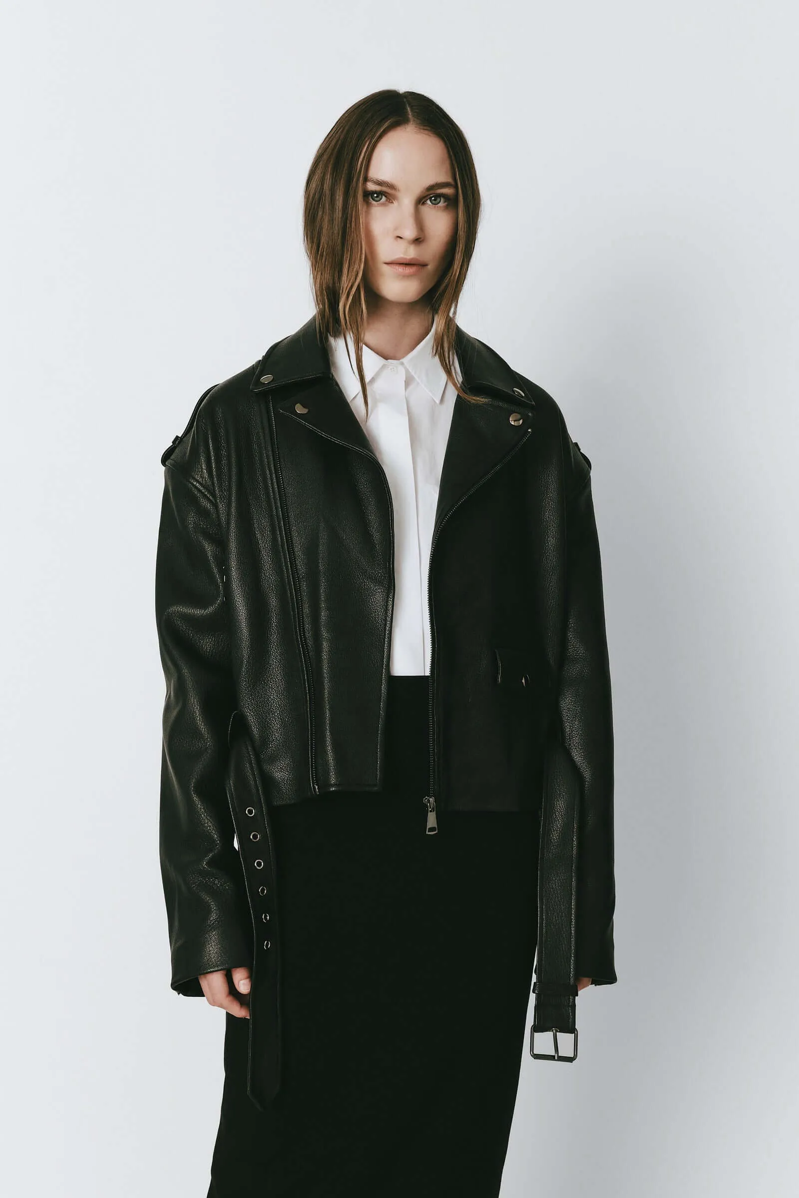 Grvin Calf Leather Moto Jacket