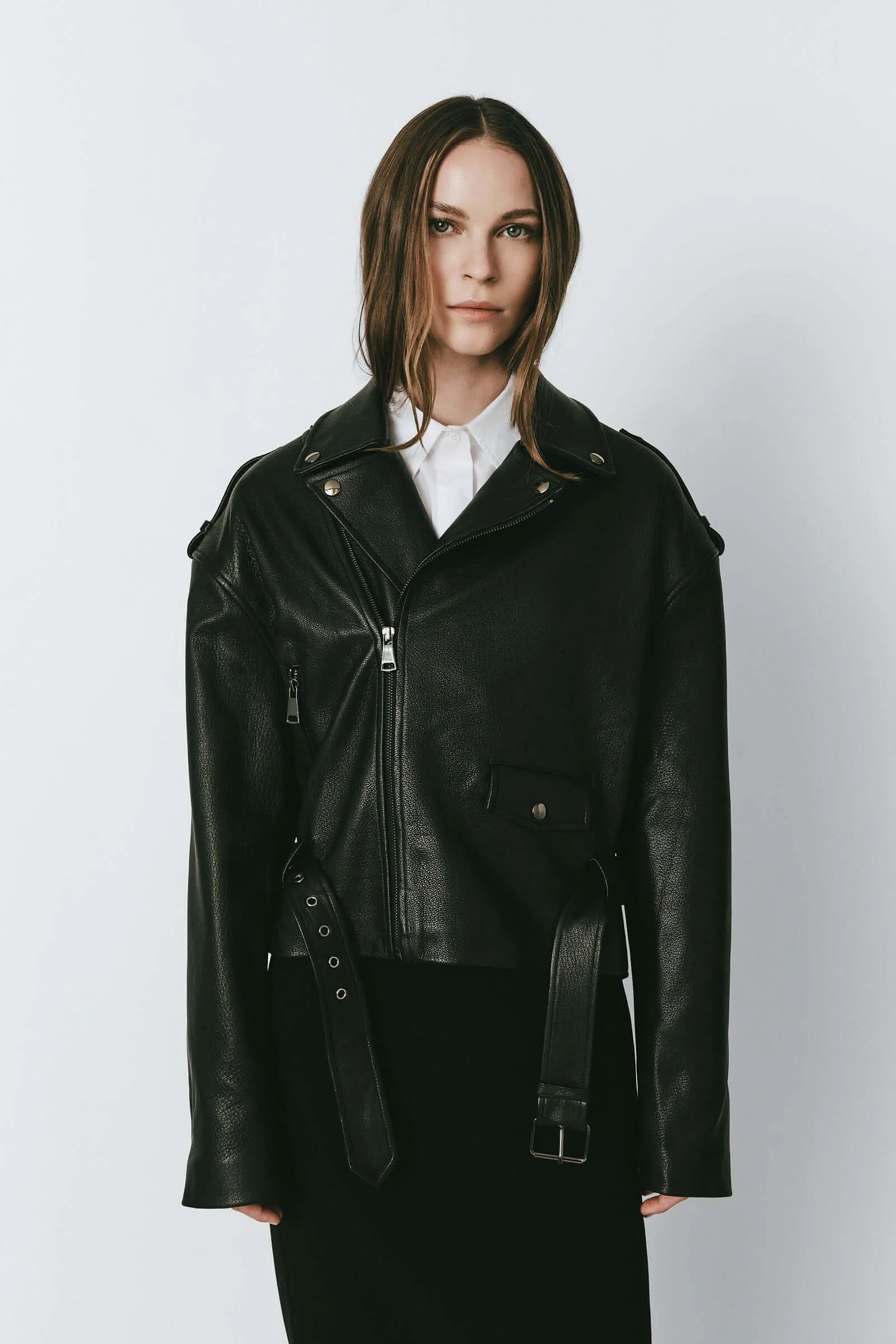 Grvin Calf Leather Moto Jacket