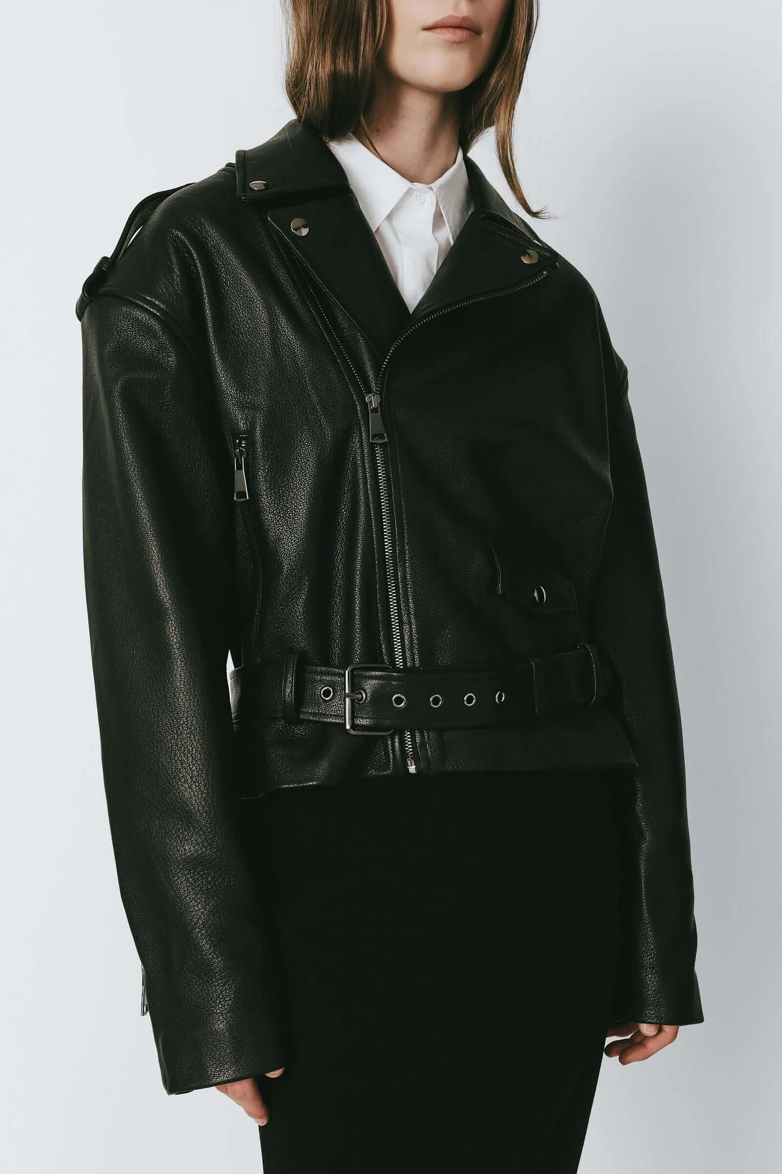 Grvin Calf Leather Moto Jacket