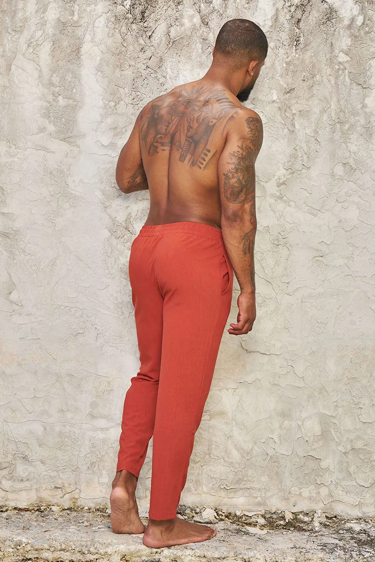 HAVANA LINEN PANTS-RUST