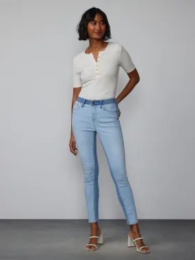 High Rise Two-Tone Skinny Jeans