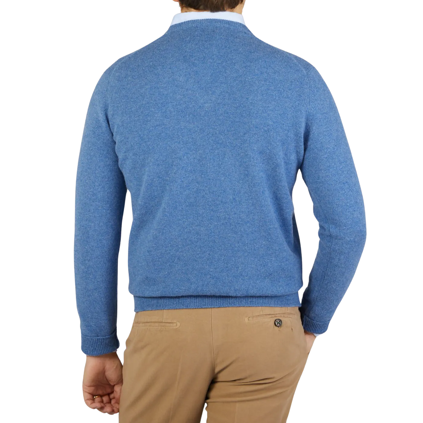 Jeans Blue Lambswool V-Neck Sweater