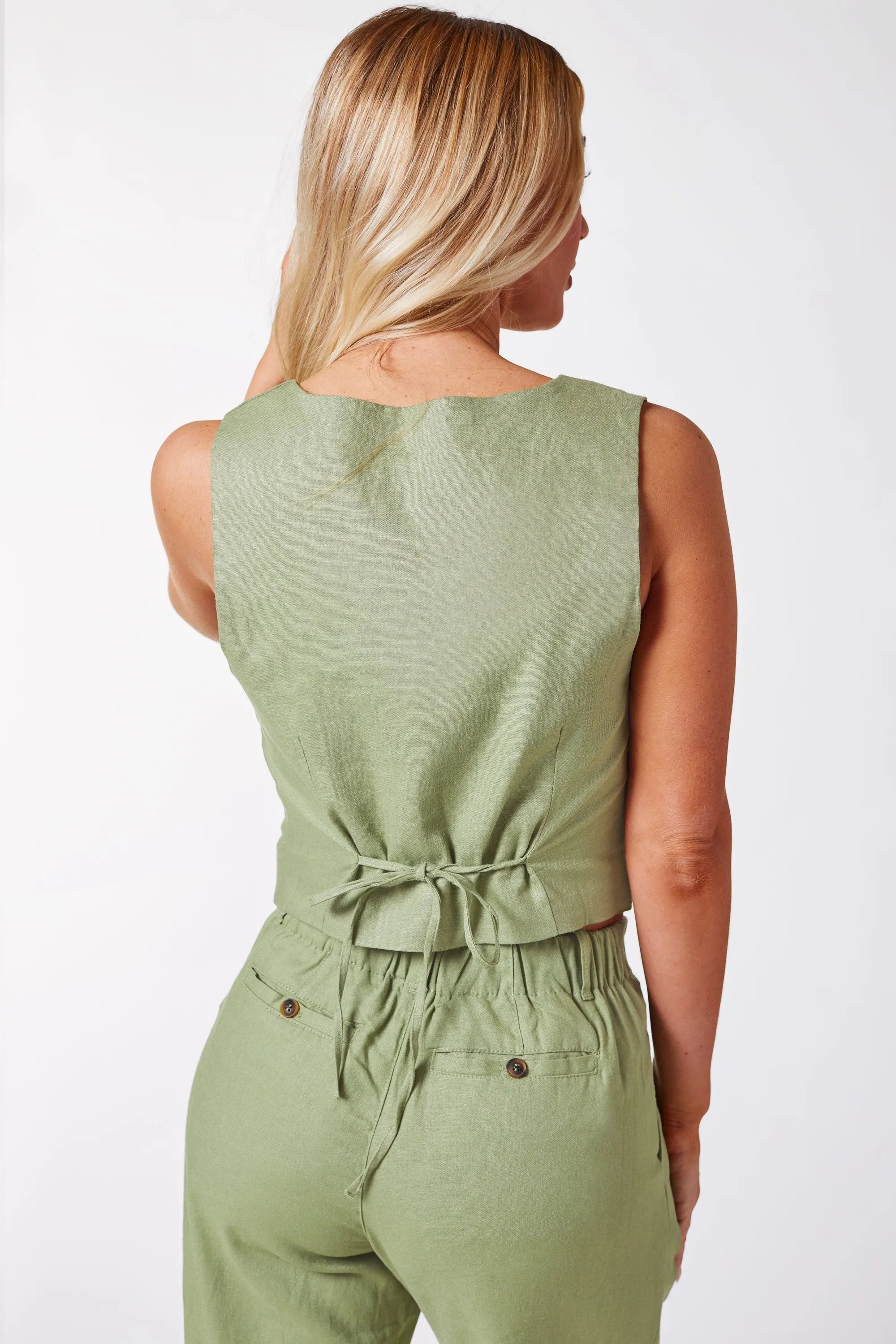 Kiva Sage Linen Vest