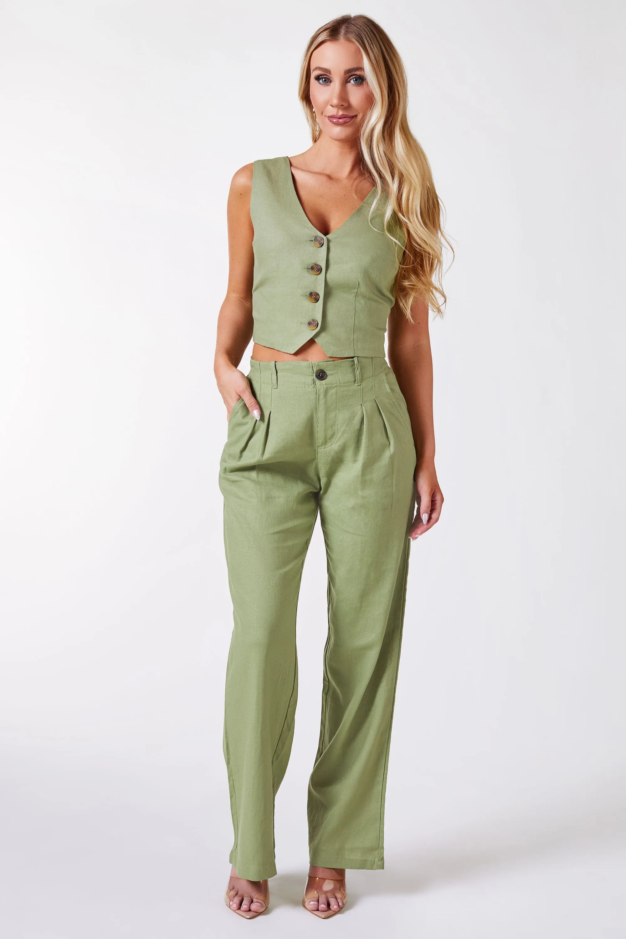 Kiva Sage Linen Vest