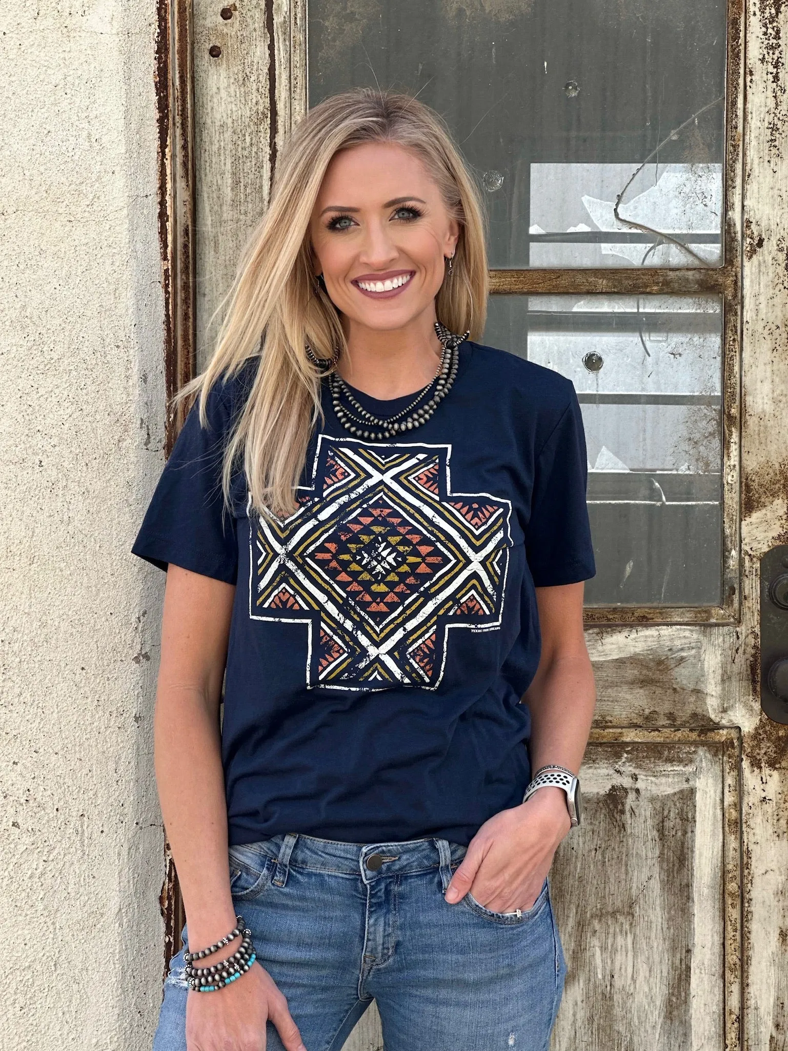 Kori Aztec Cross Navy Tee