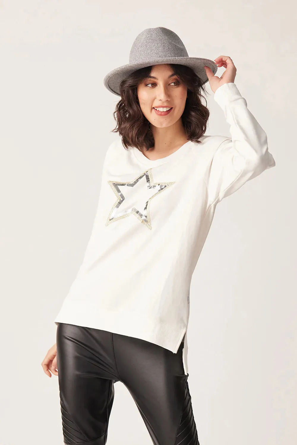 Lemon Tree Aimee Star Sweatshirt - White
