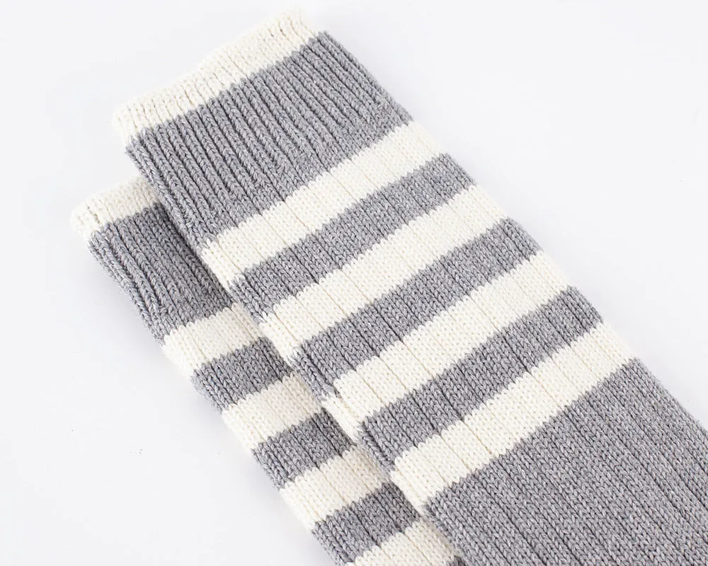 Men's Organic Cotton Striped Ribbed Socks - Melange Gray/Cream