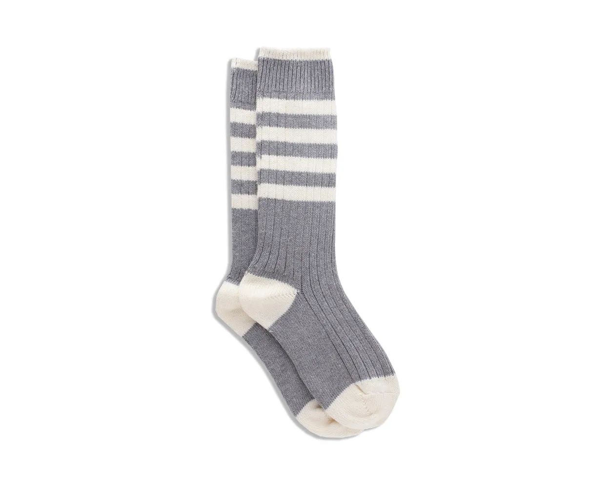 Men's Organic Cotton Striped Ribbed Socks - Melange Gray/Cream