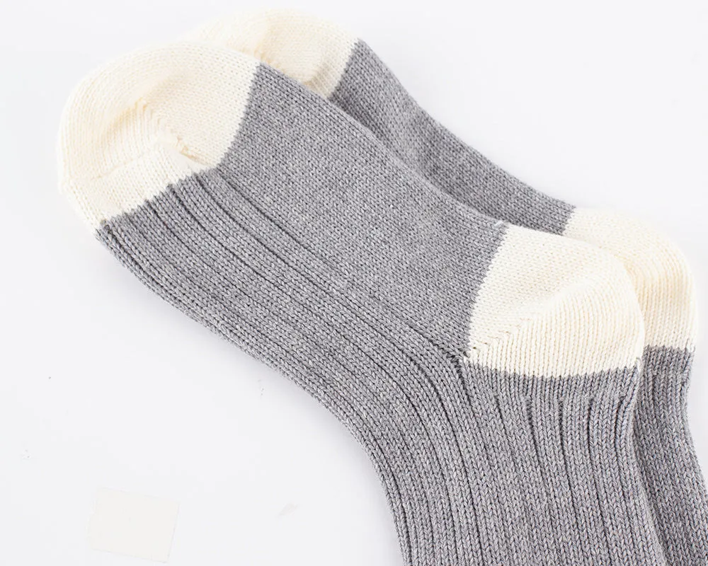 Men's Organic Cotton Striped Ribbed Socks - Melange Gray/Cream