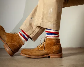 Men's Organic Cotton Striped Ribbed Socks - Vanilla Cream/RedNavy
