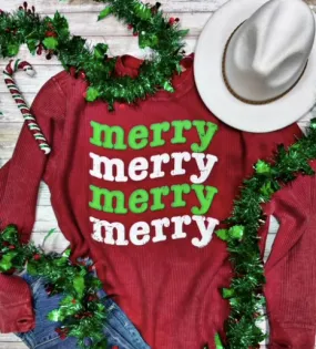 Merry Crimson Corded Long Sleeve