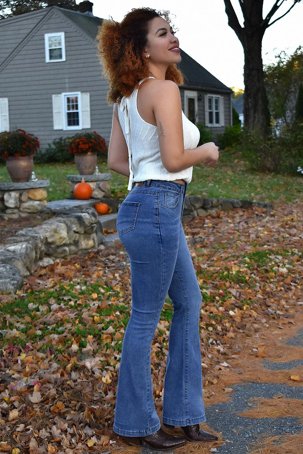 Mid Rise Strecthy Flare Jeans