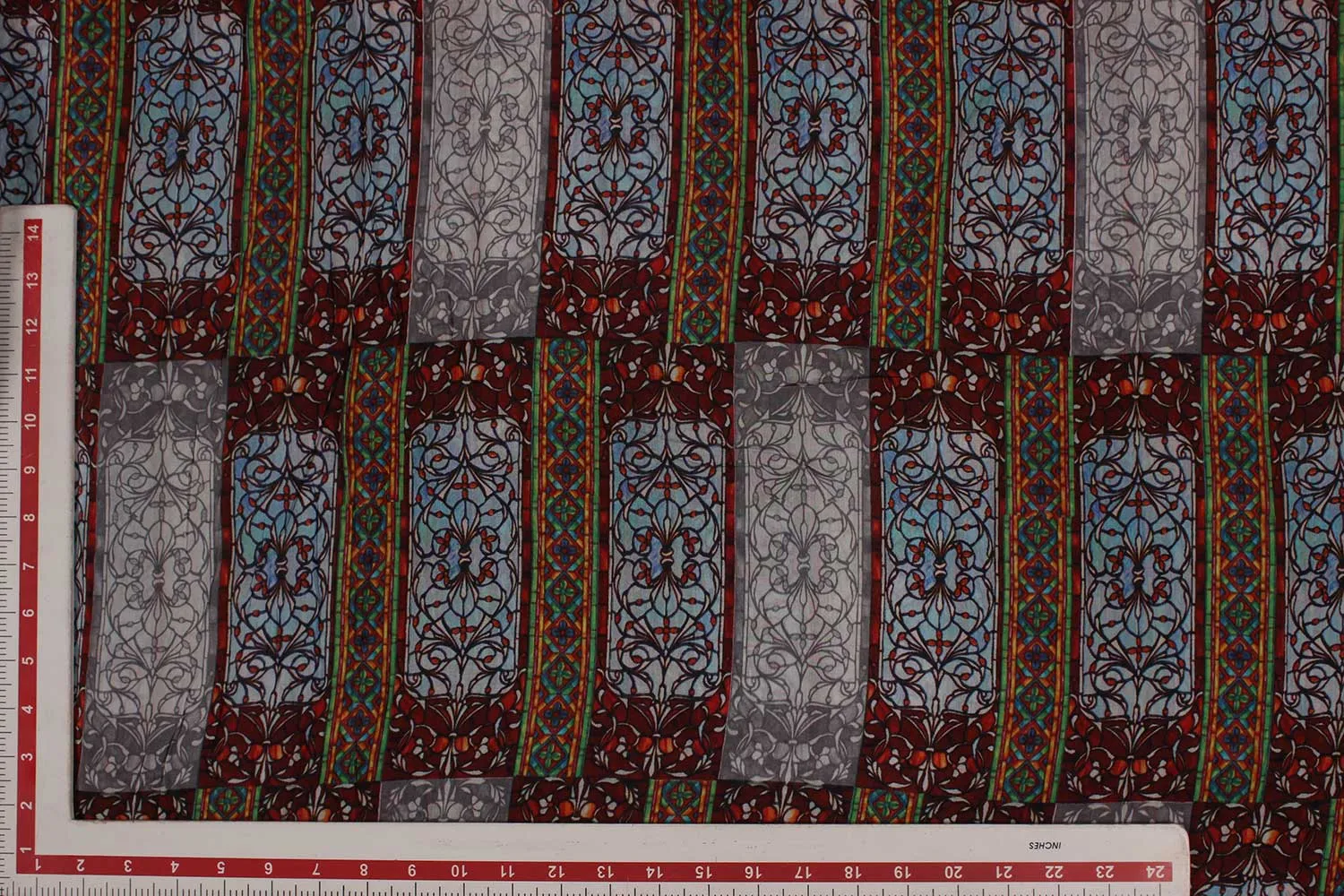 Multicolor Abstract Printed Sushi Viscose Cotton Blend Fabric