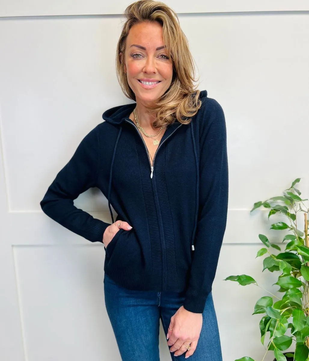 Navy Hooded Zip Up Jumper