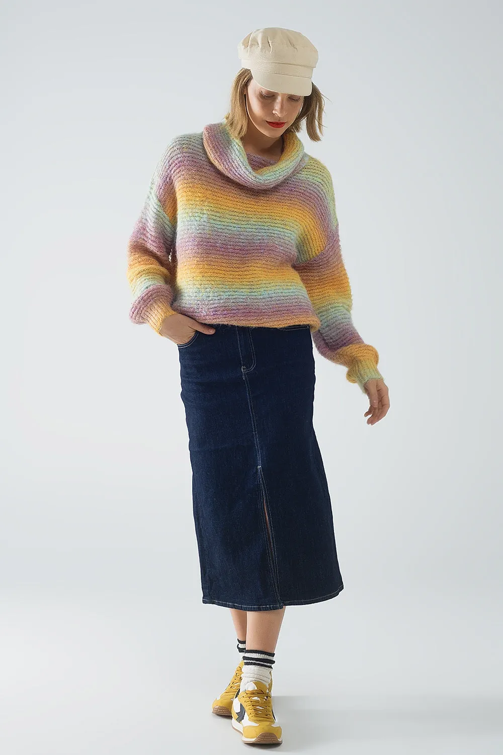 Oversized Turtleneck Comfy Sweater in multicolor