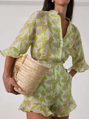 Reese Printed Vacay Shirt | Green Mix