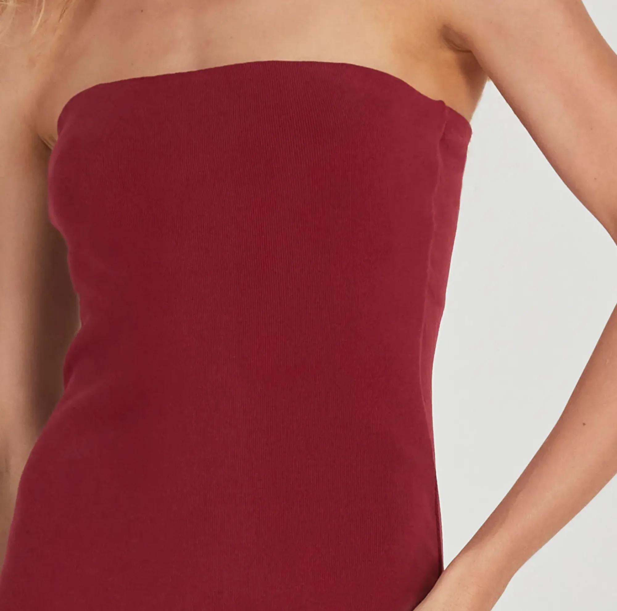 Ribbed Strapless Long Dress