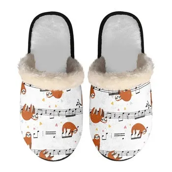 Sloth Print on Demand Artwork Women's Fur Lined House Slippers