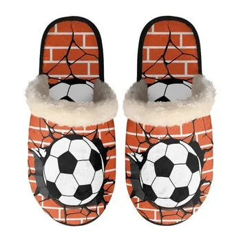 Soccer Print on Demand Artwork Women's Fur Lined House Slippers