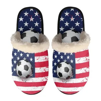 Soccer Print on Demand Artwork Women's Fur Lined House Slippers