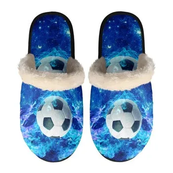 Soccer Print on Demand Artwork Women's Fur Lined House Slippers