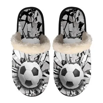 Soccer Print on Demand Artwork Women's Fur Lined House Slippers